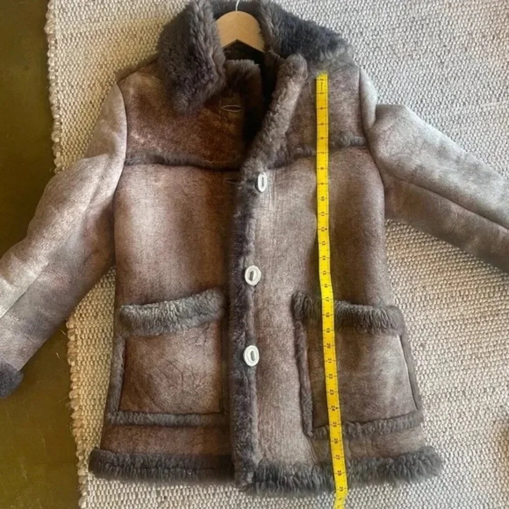 Authentic Leather Sheepskin Shearling Coat - Picture 6 of 9
